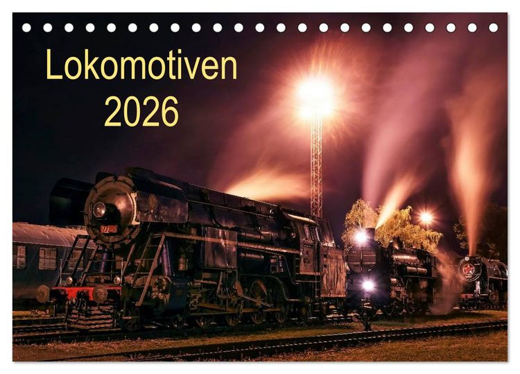 Produktbild: Lokomotiven 2026 (Tischkalender 2026 DIN A5 quer), CALVENDO Monatskalender