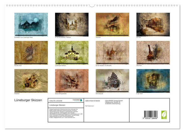 Produktbild: L&uuml;neburger Skizzen (hochwertiger Premium Wandkalender 2026 DIN A2 quer), Kunstdruck in Hochglanz