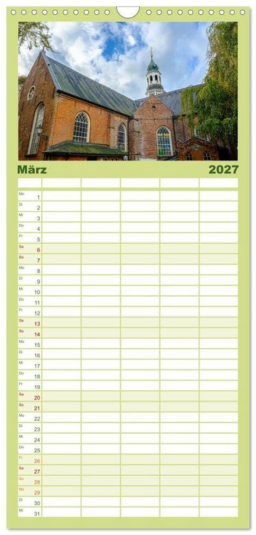Produktbild: Familienplaner 2027 - Ein Blick auf Leer (Ostfriesland) mit 5 Spalten (Wandkalender, 21 x 45 cm) CALVENDO