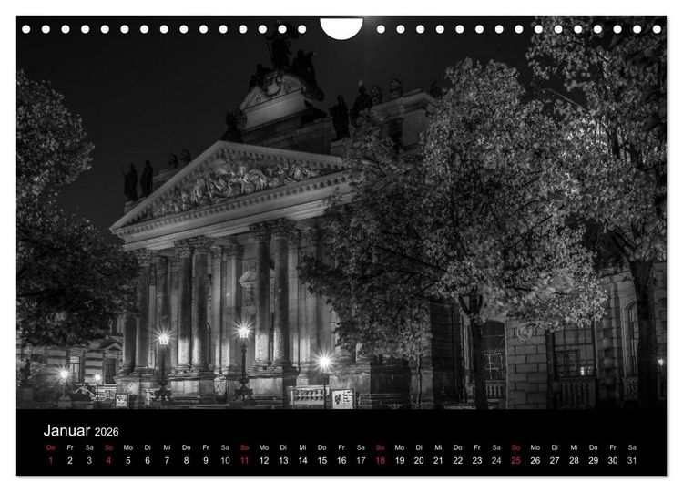Produktbild: Dresden - Elbflorenz bei Nacht (Wandkalender 2026 DIN A4 quer), CALVENDO Monatskalender