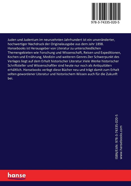 Produktbild: Juden und Judentum im neunzehnten Jahrhundert