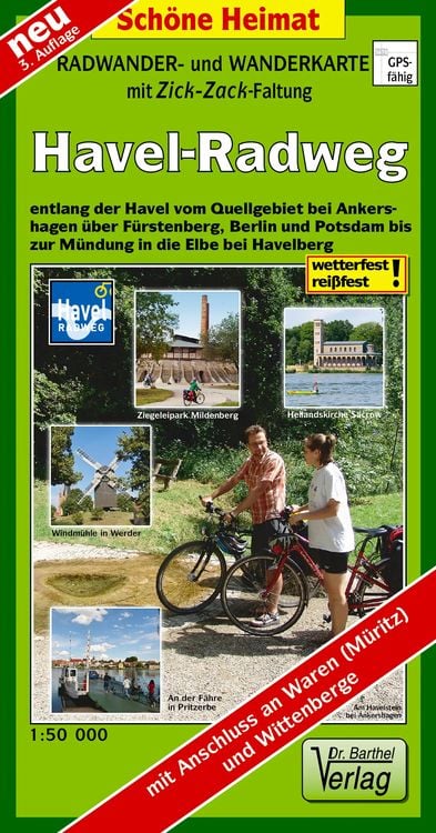Produktbild: Radwander- und Wanderkarte Havel-Radweg 1 : 50 000 (mit Zick-Zack Faltung)