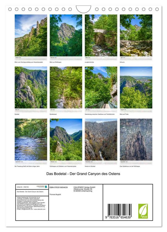 Produktbild: Das Bodetal - Der Grand Canyon des Ostens (Wandkalender 2026 DIN A4 hoch), CALVENDO Monatskalender