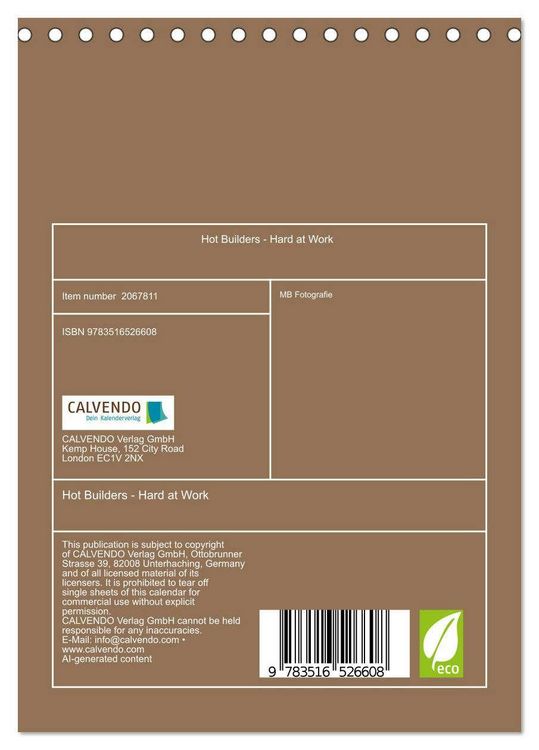 Produktbild: Hot Builders - Hard at Work (Desk Calendar 2026 DIN A5 portrait), CALVENDO 12 Month DeskCalendar