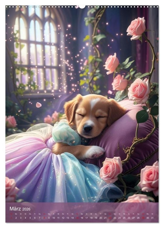Produktbild: Puppy Tales - M&auml;rchen auf vier Pfoten (hochwertiger Premium Wandkalender 2026 DIN A2 hoch), Kunstdruck in Hochglanz