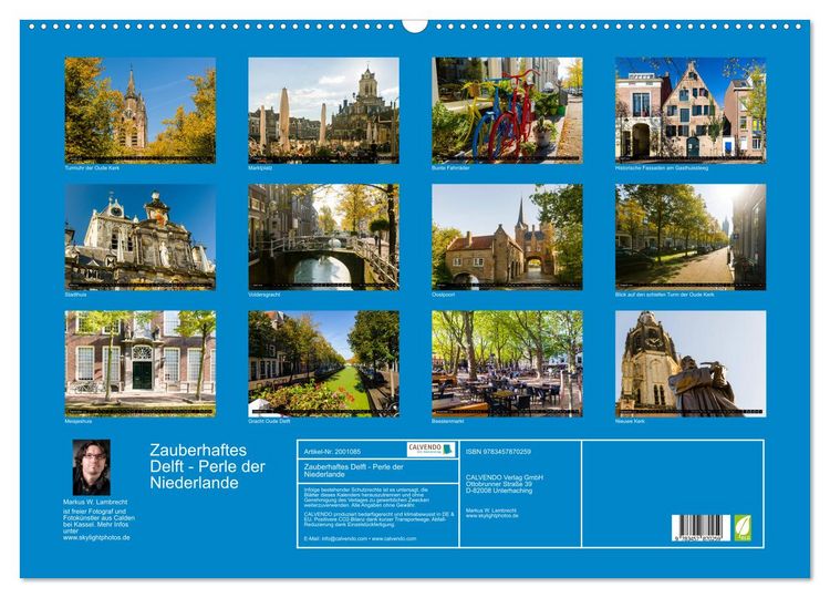 Produktbild: Zauberhaftes Delft - Perle der Niederlande (Wandkalender 2026 DIN A2 quer), CALVENDO Monatskalender