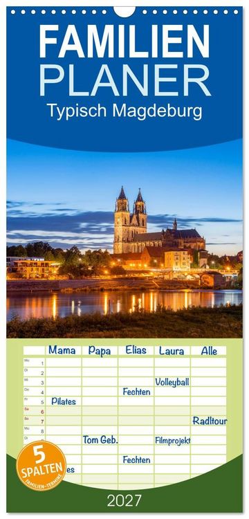 Produktbild: Familienplaner 2027 - Typisch Magdeburg mit 5 Spalten (Wandkalender, 21 x 45 cm) CALVENDO