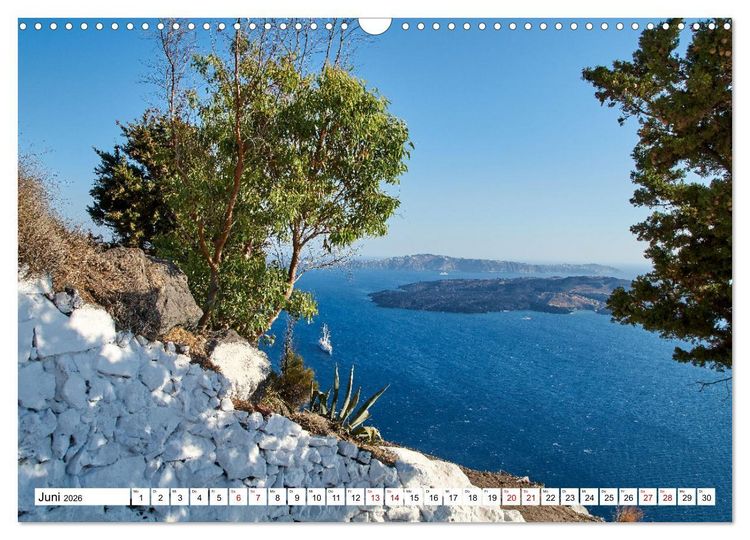 Produktbild: Santorini - Strahlendes Wei&szlig; an der Caldera (Wandkalender 2026 DIN A3 quer), CALVENDO Monatskalender