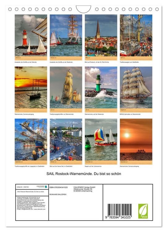 Produktbild: SAIL Rostock-Warnem&uuml;nde. Du bist so sch&ouml;n (Wandkalender 2027 DIN A4 hoch), CALVENDO Monatskalender