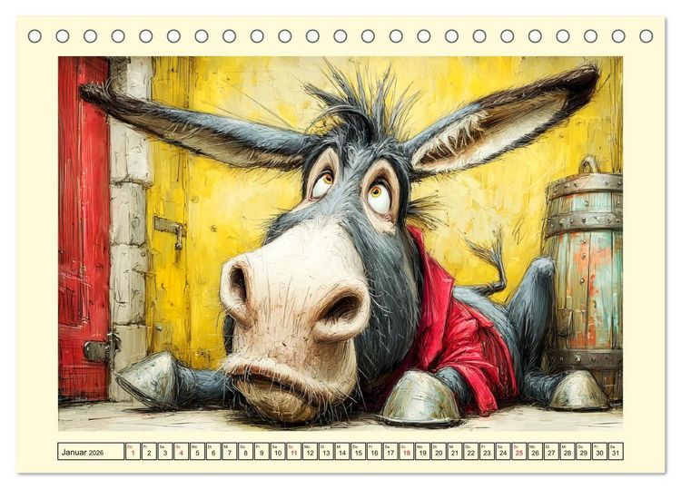 Produktbild: Esel mit Haltung. Karikaturen zwischen Humor und Melancholie (Tischkalender 2026 DIN A5 quer), CALVENDO Monatskalender