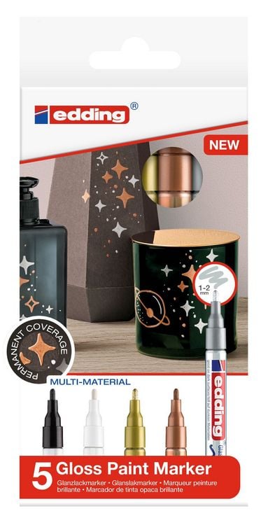 Produktbild: Edding Glanzlackmarker 751 Creative Metallic 1-2mm 5er Set