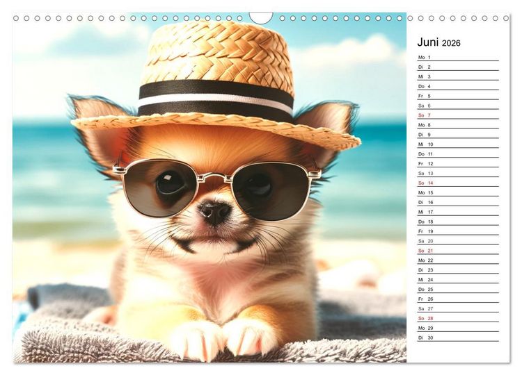 Produktbild: Hundewelpen zum Verlieben - KI Illustrationen (Wandkalender 2026 DIN A3 quer), CALVENDO Monatskalender
