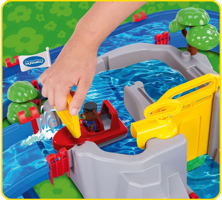 Produktbild: AquaPlay - Wasserbahn Set Bergsee - 42-teiliges Spieleset mit Bergsee, Wasserfall und geheimer H&ouml;hle, Wasserspielspa&szlig; inkl. 3 Tierfiguren, 2 Booten, ab 3 Jahren