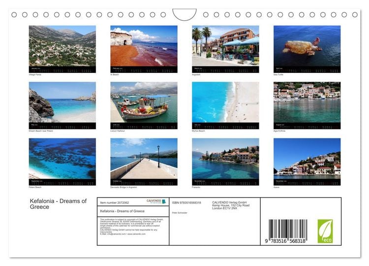 Produktbild: Kefalonia - Dreams of Greece (Wall Calendar 2026 DIN A4 landscape), CALVENDO 12 Month Wall Calendar