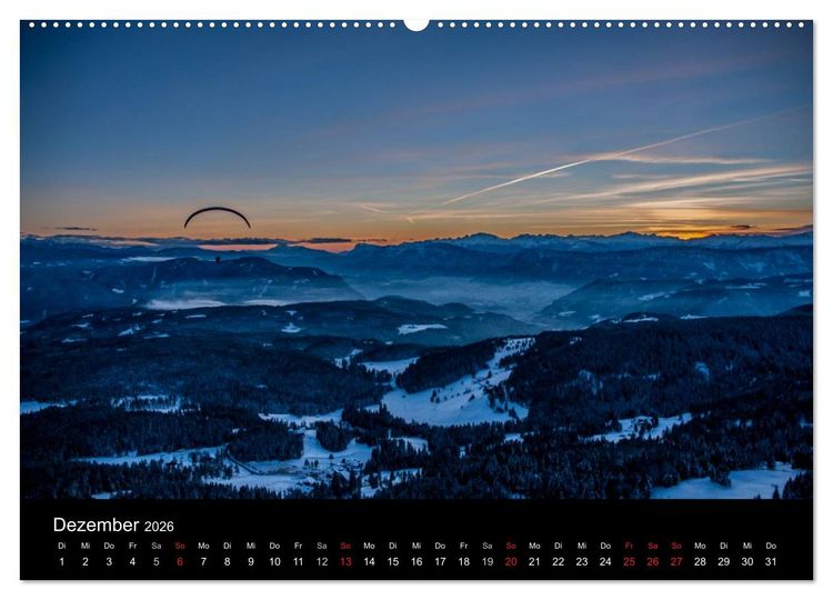 Produktbild: Paragliding - zwischen Himmel und Erde (Wandkalender 2026 DIN A2 quer), CALVENDO Monatskalender