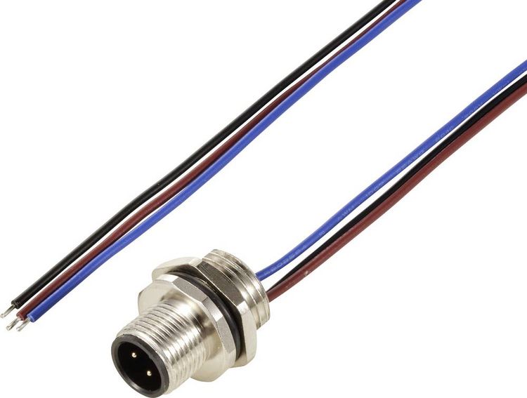 Produktbild: TRU COMPONENTS TC-12833204 Sensor/Aktor Einbaustecker M12 Stecker, Einbau 0.5 m Polzahl Sensoren: 3 1 St.