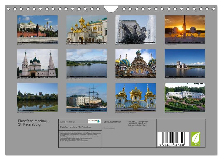Produktbild: Flussfahrt Moskau - St. Petersburg (Wandkalender 2026 DIN A4 quer), CALVENDO Monatskalender
