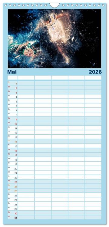 Produktbild: Familienplaner 2026 - Basketball extrem mit 5 Spalten (Wandkalender, 21 x 45 cm) CALVENDO