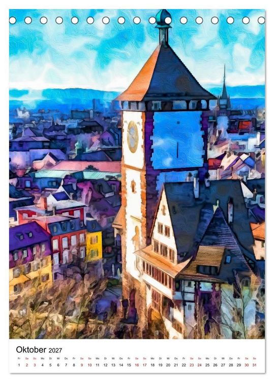 Produktbild: Mein buntes Freiburg (Tischkalender 2027 DIN A5 hoch), CALVENDO Monatskalender