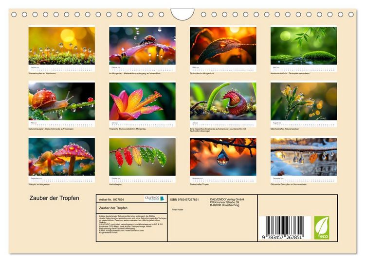 Produktbild: Zauber der Tropfen (Wandkalender 2026 DIN A4 quer), CALVENDO Monatskalender