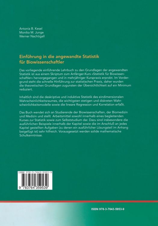 Produktbild: Einf&uuml;hrung in die angewandte Statistik f&uuml;r Biowissenschaftler