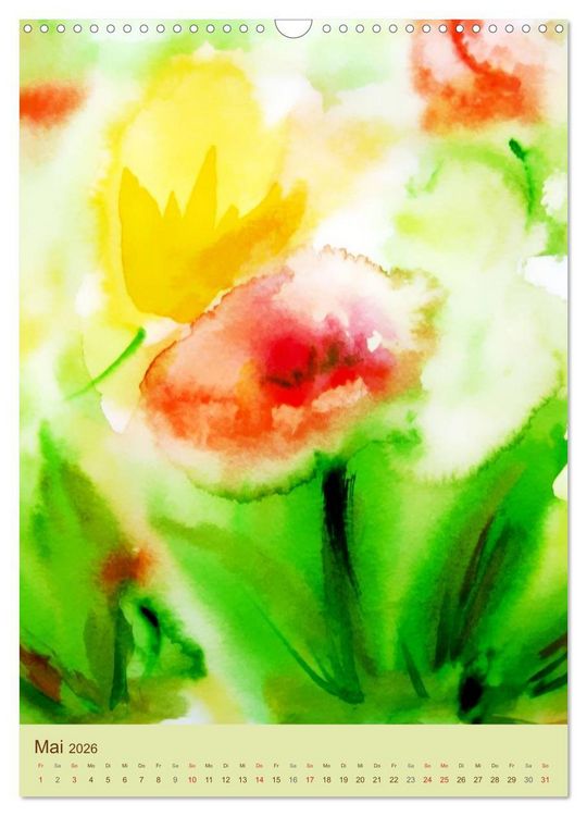 Produktbild: Blumenaquarelle (Wandkalender 2026 DIN A3 hoch), CALVENDO Monatskalender