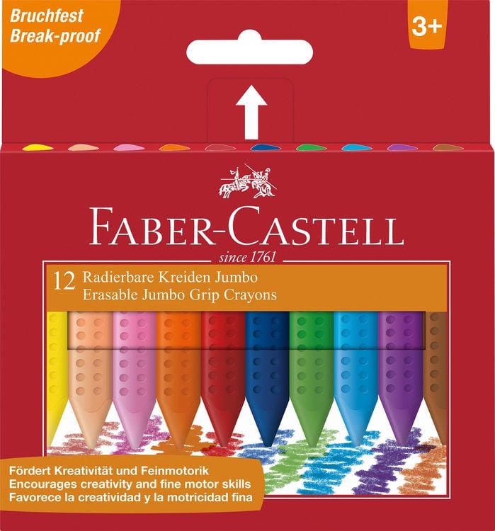 Produktbild: Faber-Castell Kreide Jumbo Grip radierbar, 12er Set