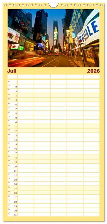 Produktbild: Familienplaner 2026 - NEW YORK CITY Stadt der Superlative mit 5 Spalten (Wandkalender, 21 x 45 cm) CALVENDO