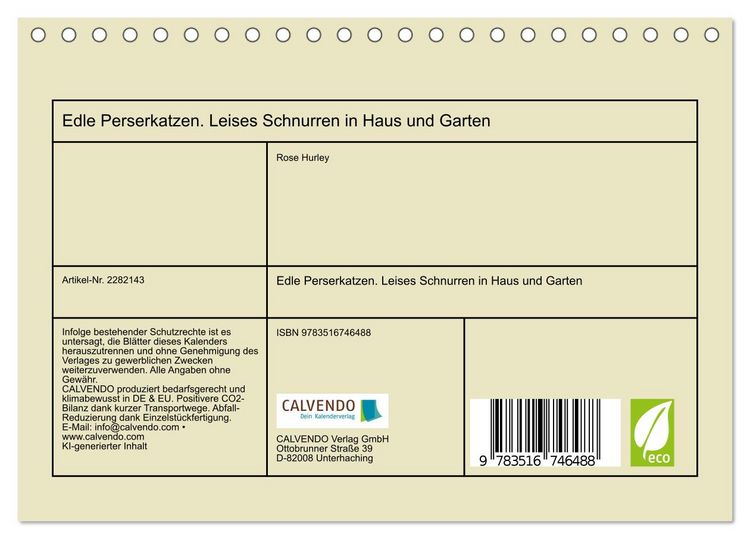 Produktbild: Edle Perserkatzen. Leises Schnurren in Haus und Garten (Tischkalender 2026 DIN A5 quer), CALVENDO Monatskalender