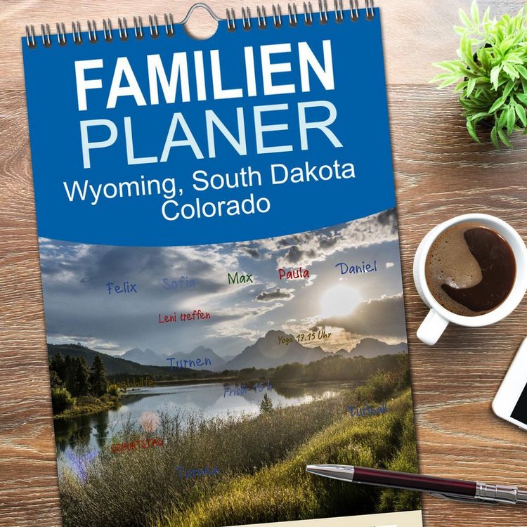 Produktbild: Familienplaner 2026 - Wyoming, South Dakota Colorado mit 5 Spalten (Wandkalender, 21 x 45 cm) CALVENDO