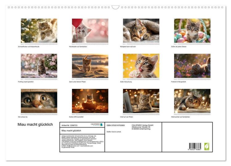 Produktbild: Miau macht gl&uuml;cklich (Wandkalender 2027 DIN A2 quer), CALVENDO Monatskalender