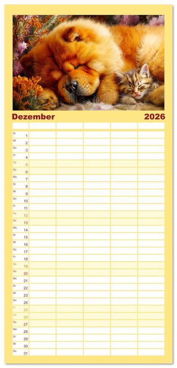 Produktbild: Familienplaner 2026 - Chow Chow Momente. Fellpoesie aus dem Reich der Mitte mit 5 Spalten (Wandkalender, 21 x 45 cm) CALVENDO
