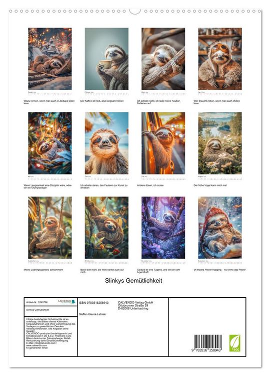 Produktbild: Slinkys Gem&uuml;tlichkeit (hochwertiger Premium Wandkalender 2026 DIN A2 hoch), Kunstdruck in Hochglanz