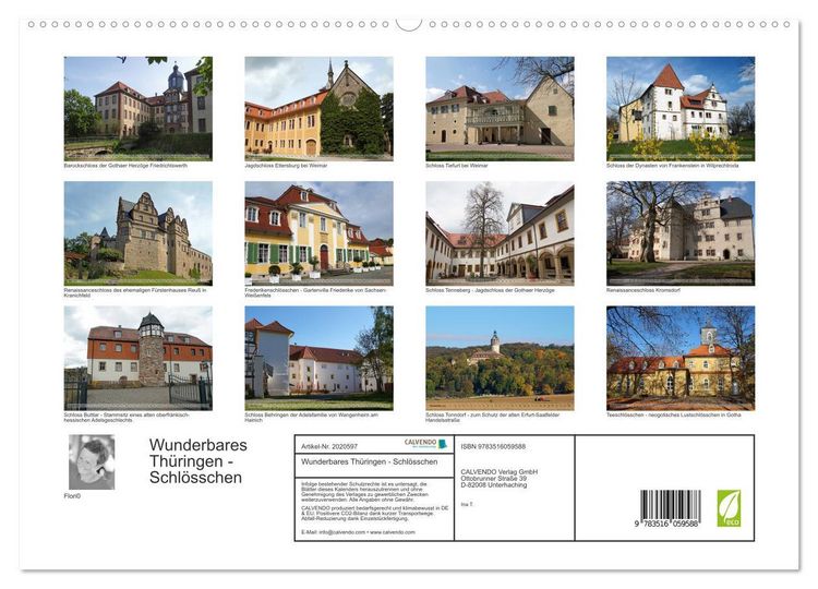 Produktbild: Wunderbares Th&uuml;ringen - Schl&ouml;sschen (hochwertiger Premium Wandkalender 2026 DIN A2 quer), Kunstdruck in Hochglanz
