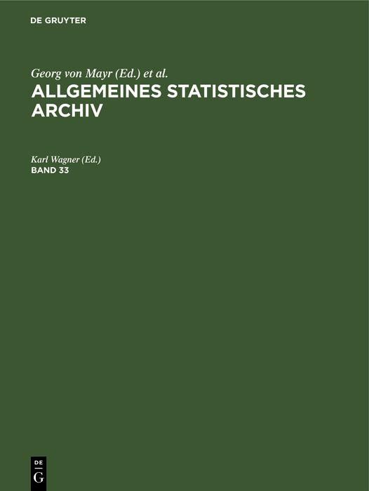Produktbild: Allgemeines Statistisches Archiv. Band 33