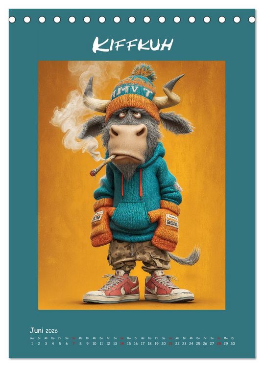 Produktbild: Kuhwelt. Stylische Streetwear-K&uuml;he f&uuml;r gute Laune (Tischkalender 2026 DIN A5 hoch), CALVENDO Monatskalender