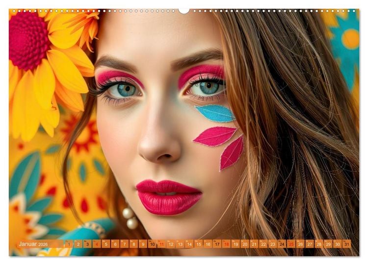 Produktbild: Farbenfrohe Portraits (hochwertiger Premium Wandkalender 2026 DIN A2 quer), Kunstdruck in Hochglanz