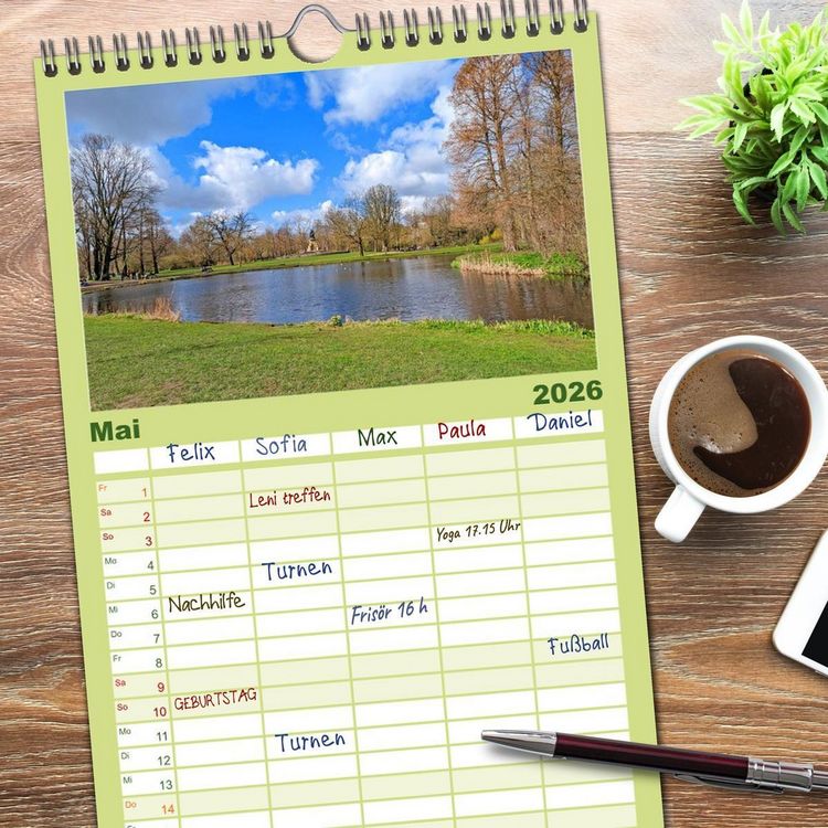 Produktbild: Familienplaner 2026 - Amsterdam am Tag und bei Nacht mit 5 Spalten (Wandkalender, 21 x 45 cm) CALVENDO