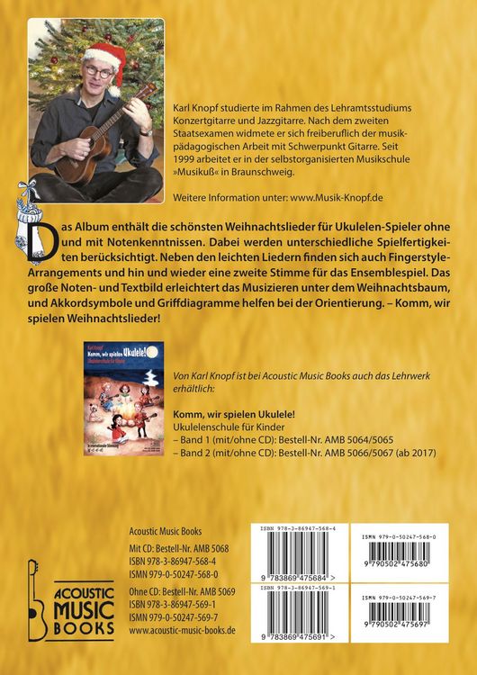 Produktbild: Komm, wir spielen Ukulele! Das Weihnachtsalbum f&uuml;r Kinder und Erwachsene. Ohne CD