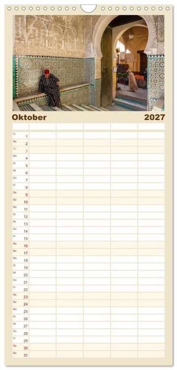 Produktbild: Familienplaner 2027 - Marokko: Marrakesch, Atlas, Sahara, F&egrave;s mit 5 Spalten (Wandkalender, 21 x 45 cm) CALVENDO