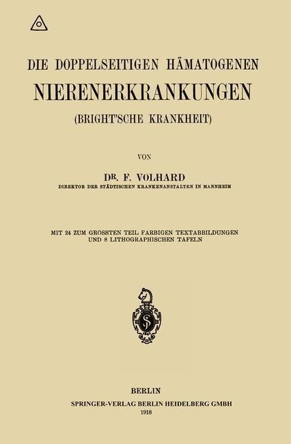 Produktbild: Die doppelseitigen h&auml;matogenen Nierenerkrankungen (Brightsche Krankheit)