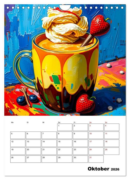 Produktbild: Kaffee trifft Kunst - Aromatische Pinselstriche (Wandkalender 2026 DIN A4 hoch), CALVENDO Monatskalender