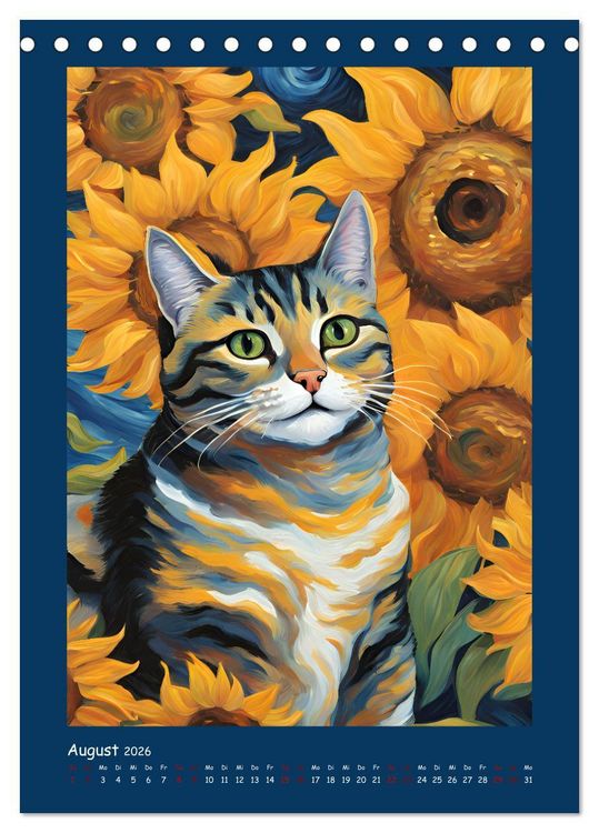 Produktbild: Katzen im Farbenspiel (Tischkalender 2026 DIN A5 hoch), CALVENDO Monatskalender