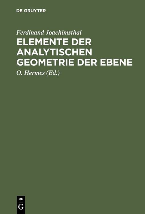 Produktbild: Elemente der analytischen Geometrie der Ebene