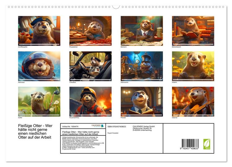 Produktbild: Flei&szlig;ige Otter - Wer h&auml;tte nicht gerne einen niedlichen Otter auf der Arbeit (hochwertiger Premium Wandkalender 2026 DIN A2 quer), Kunstdruck in Hochglanz