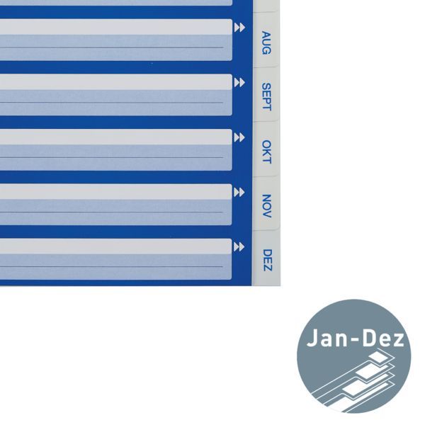 Produktbild: LEITZ Plastikregister Monate 1-12 blau/wei&szlig; DIN A4