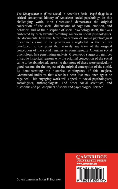 Produktbild: The Disappearance of the Social in American Social Psychology