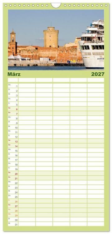 Produktbild: Familienplaner 2027 - Toskana. Livorno - Volterra - Piombino mit 5 Spalten (Wandkalender, 21 x 45 cm) CALVENDO