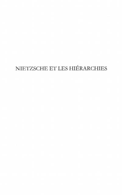 Produktbild: Nietzsche et les hierarchies