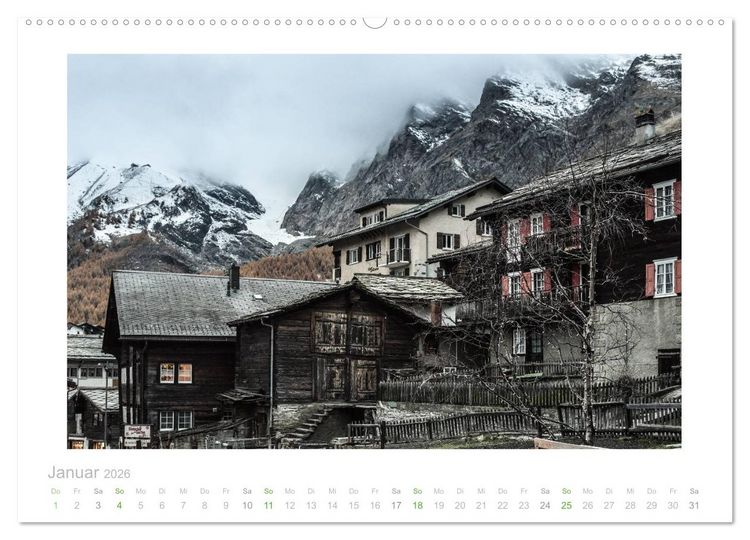 Produktbild: saas fee (hochwertiger Premium Wandkalender 2026 DIN A2 quer), Kunstdruck in Hochglanz